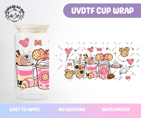 Mouse Cafecito y Chisme Illustrated UVDTF Cup Wrap
