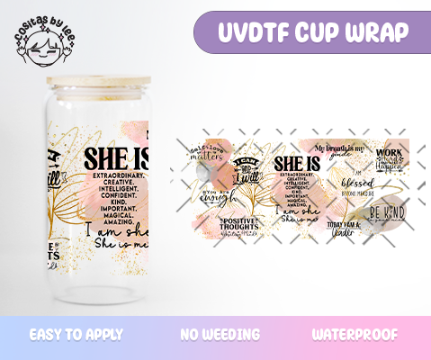 She Is... Affirmations UVDTF Cup Wrap