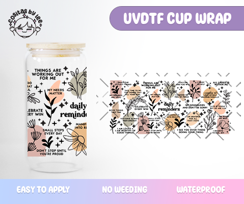 Daily Reminders Boho Beige UVDTF Cup Wrap
