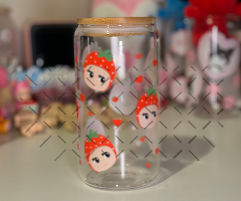 Angel Strawberri full Wrap Messages Glass Cup