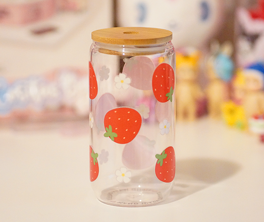Strawberry Flower Glass Cup